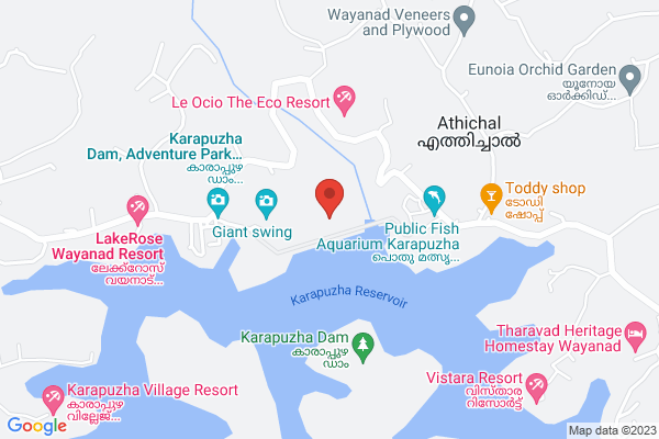 R3 LR Waterfront Pool Villa location  Karapuzha Dam Wayanad KL