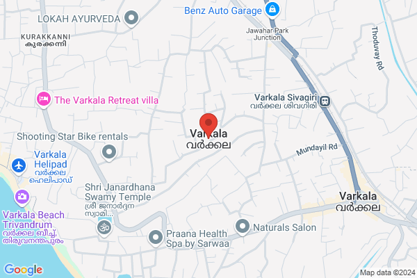 R7VRK BBR  STANDARAD AC ROOM location  Varkala Thiruvananthapuram KL
