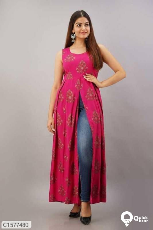 Aura Digital print Georgette Floor Length Kurti